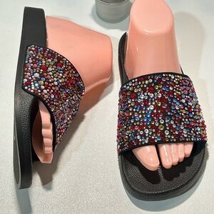 Colorful Rhinestone Slide Sandals